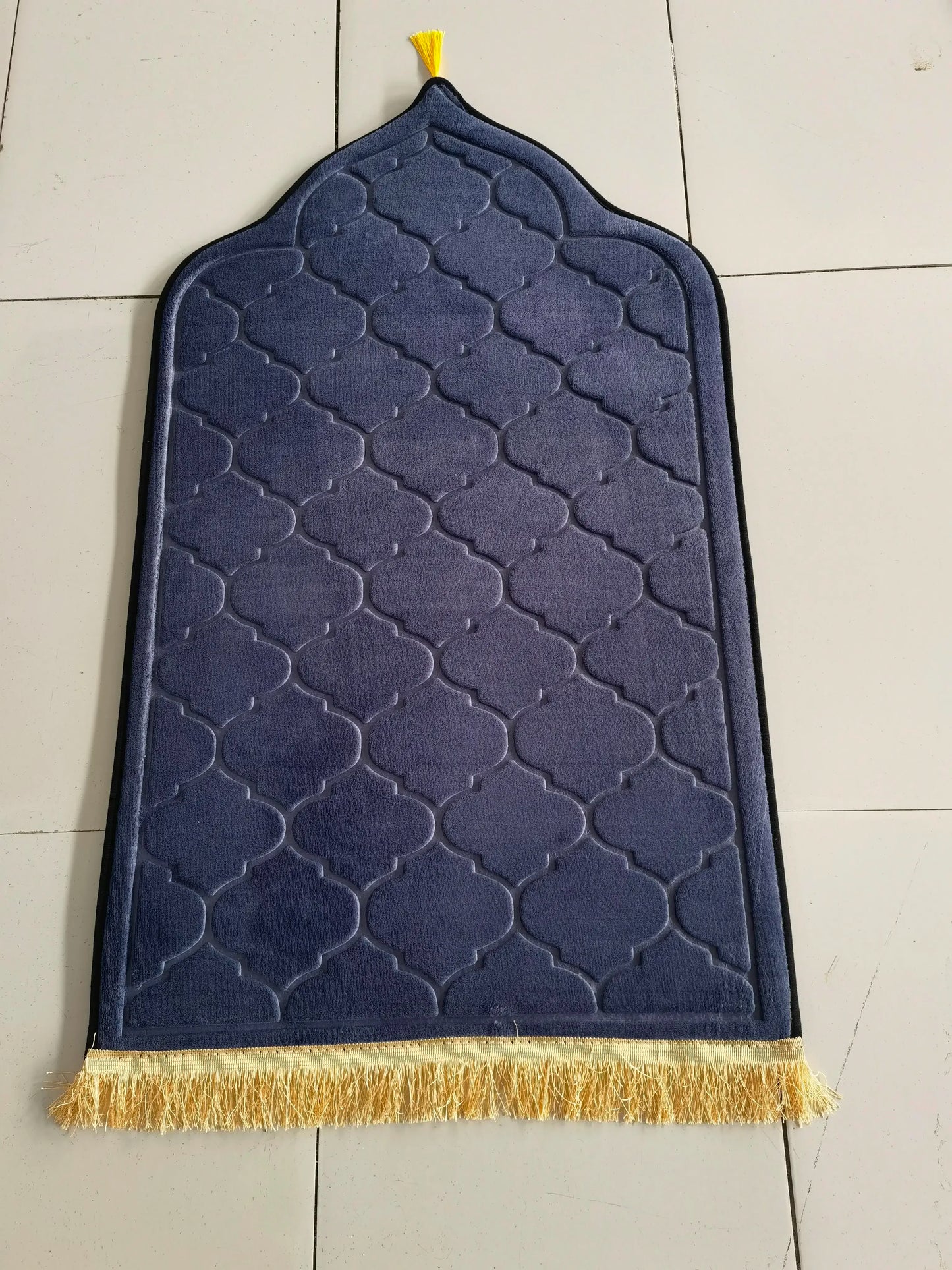 Islamic Prayer Mat Worship Embossed Tassels Multi-Colour Options